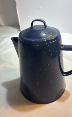 Vintage Blue Enamelware Coffee Pot